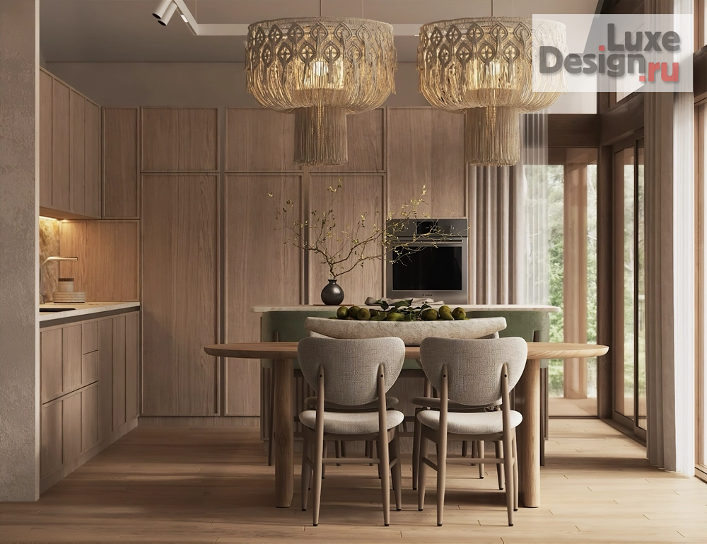 Дизайн интерьера частного дома "Дизайн интерьера дома в стиле Japandi кп Новая жизнь. 150 м2" (фото 1)