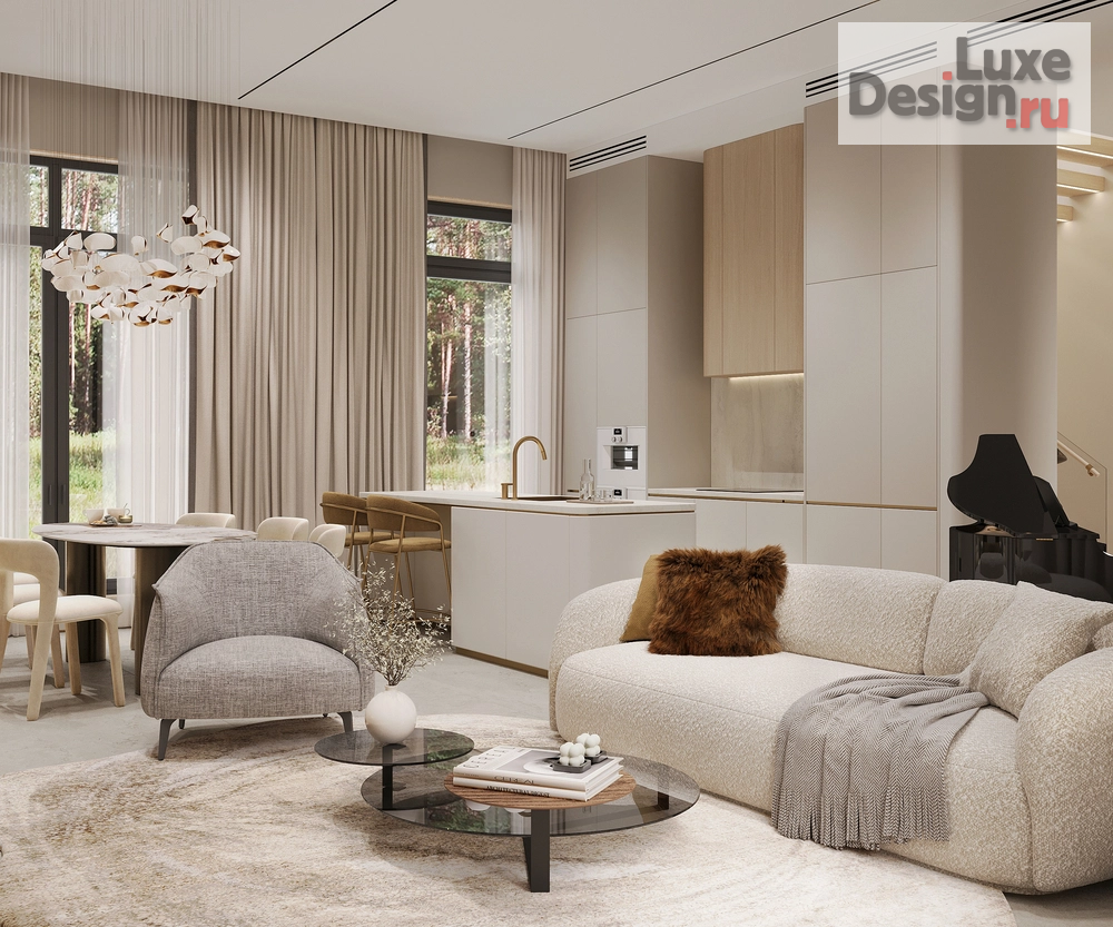 Дизайн интерьера коттеджа "Дизайн интерьера дома в коттеджном посёлке «Nordic» 250 м²" (фото 5)