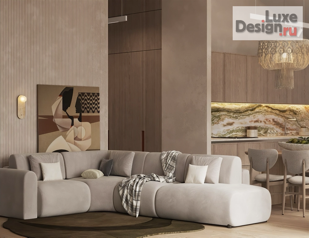 Дизайн интерьера частного дома "Дизайн интерьера дома в стиле Japandi кп Новая жизнь. 150 м2" (фото 5)