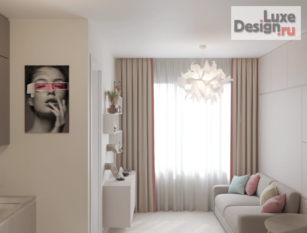 Дизайн интерьера двухкомнатной квартиры "Легкая и светлая евродвушка для творческого человека" (фото 6) от дизайнера Татьяна Масленникова Дизайн интерьера двухкомнатной квартиры "Легкая и светлая евродвушка для творческого человека" (фото 6)