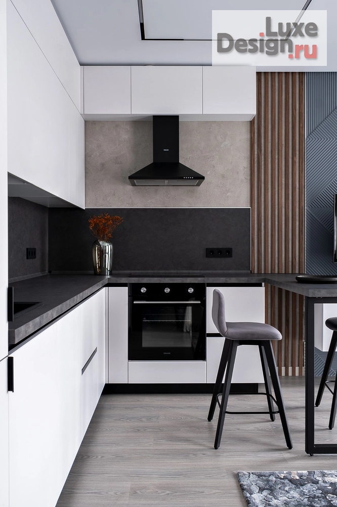 Дизайн интерьера двухкомнатной квартиры "Монохромный интерьер для холостяка Квартира в ЖК «Дискавери»" (фото 5)