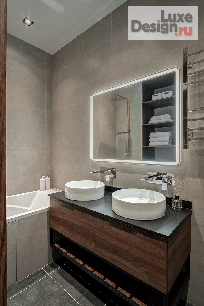 Дизайн интерьера двухкомнатной квартиры "Монохромный интерьер для холостяка Квартира в ЖК «Дискавери»" (фото 13)