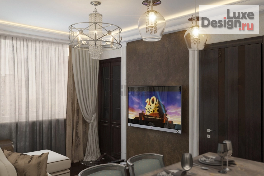 Дизайн интерьера трехкомнатной квартиры "Интерьер квартиры Квартал Wellton Park в Москве" (фото 3)