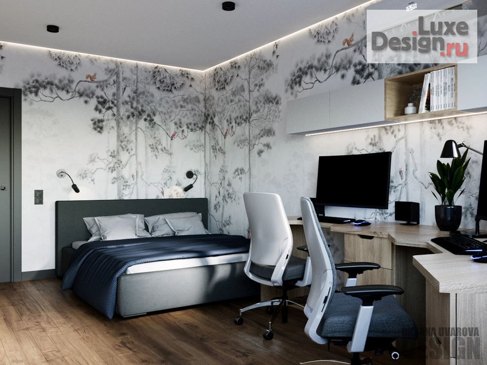 Дизайн интерьера однокомнатной квартиры "Квартира для молодой семьи геймеров" (фото 2)