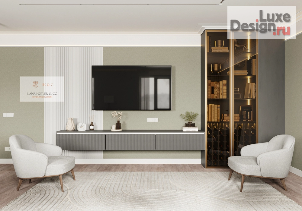 Дизайн интерьера четырехкомнатной квартиры "современная гостиная с элементами эклектики" (фото 5)