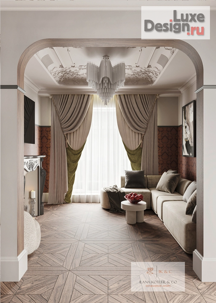 Дизайн интерьера трехкомнатной квартиры "квартира Нео-классика 105 м2" (фото 3)