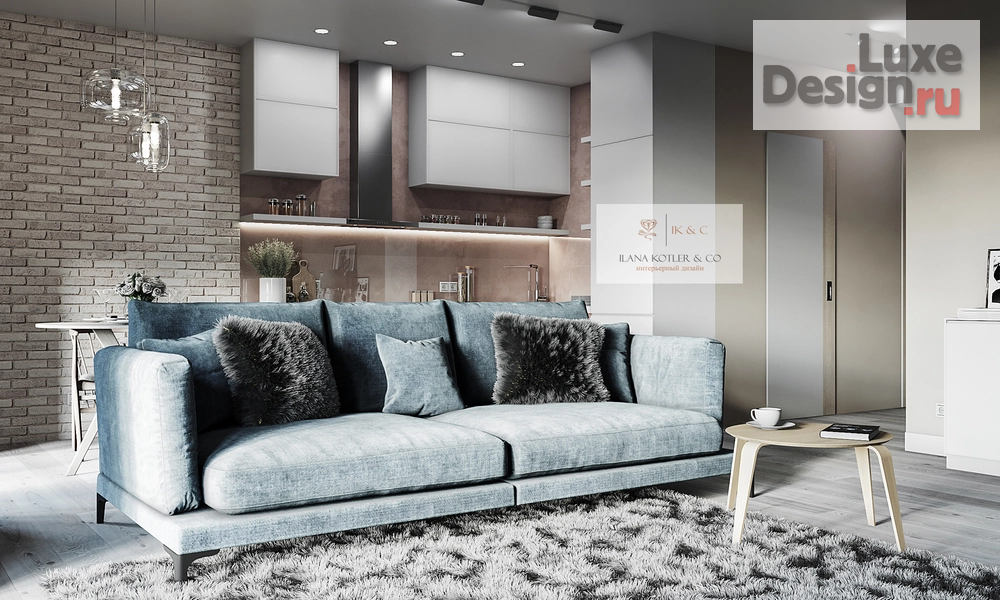 Дизайн интерьера гостиной "интерьер квартиры 80 м2 город Новосибирск" (фото 1)