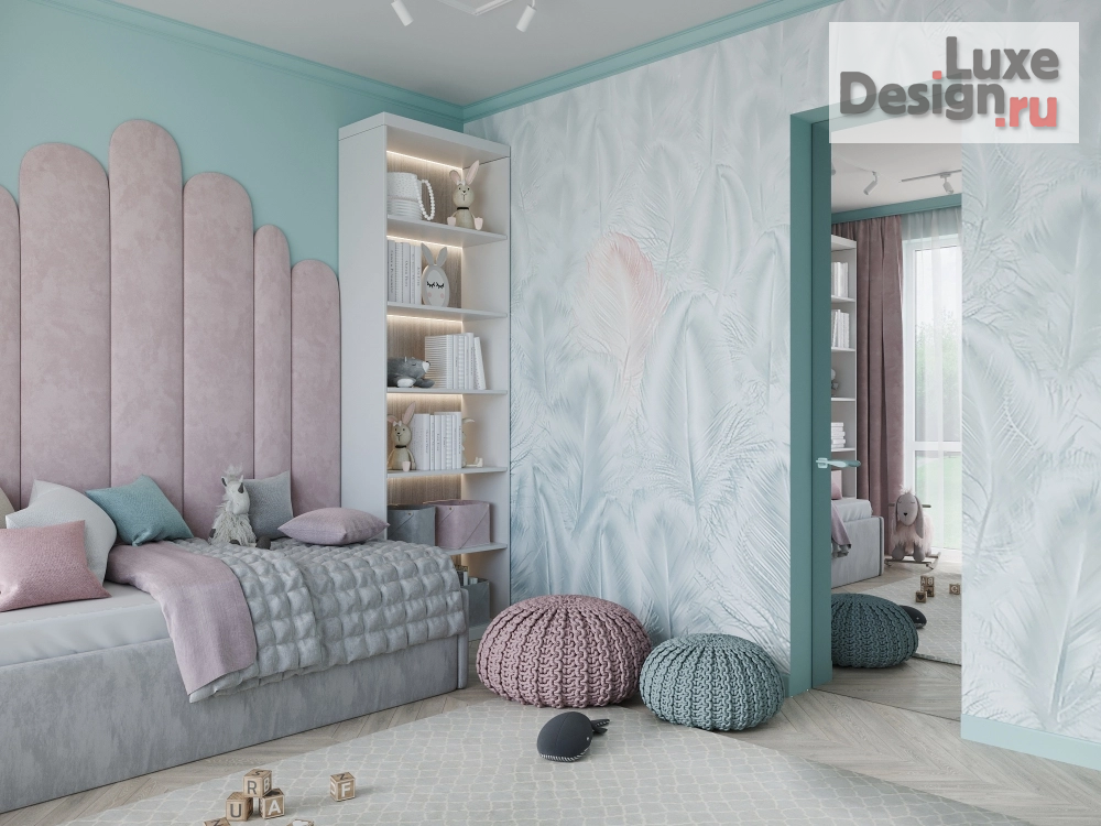 Дизайн интерьера детской "Детская в бирюзово-розовых оттенках" (фото 7)