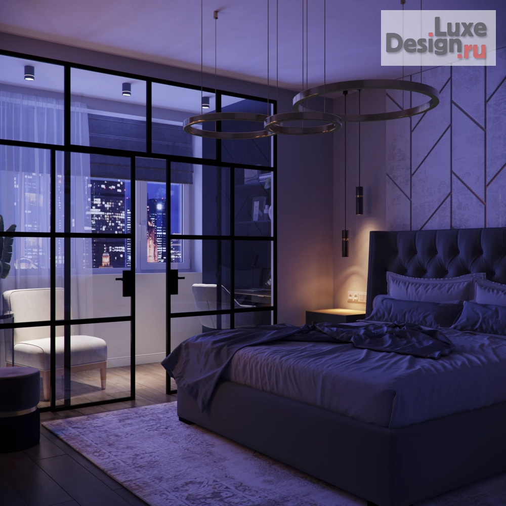 Дизайн интерьера трехкомнатной квартиры "ЖК Мичурин, спальня" (фото 3)