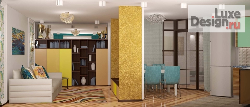 Дизайн интерьера трехкомнатной квартиры "Яркая квартира для северян" (фото 1)