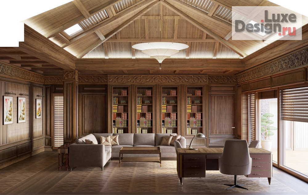 Дизайн интерьера загородного дома "Кабинет" (фото 6)