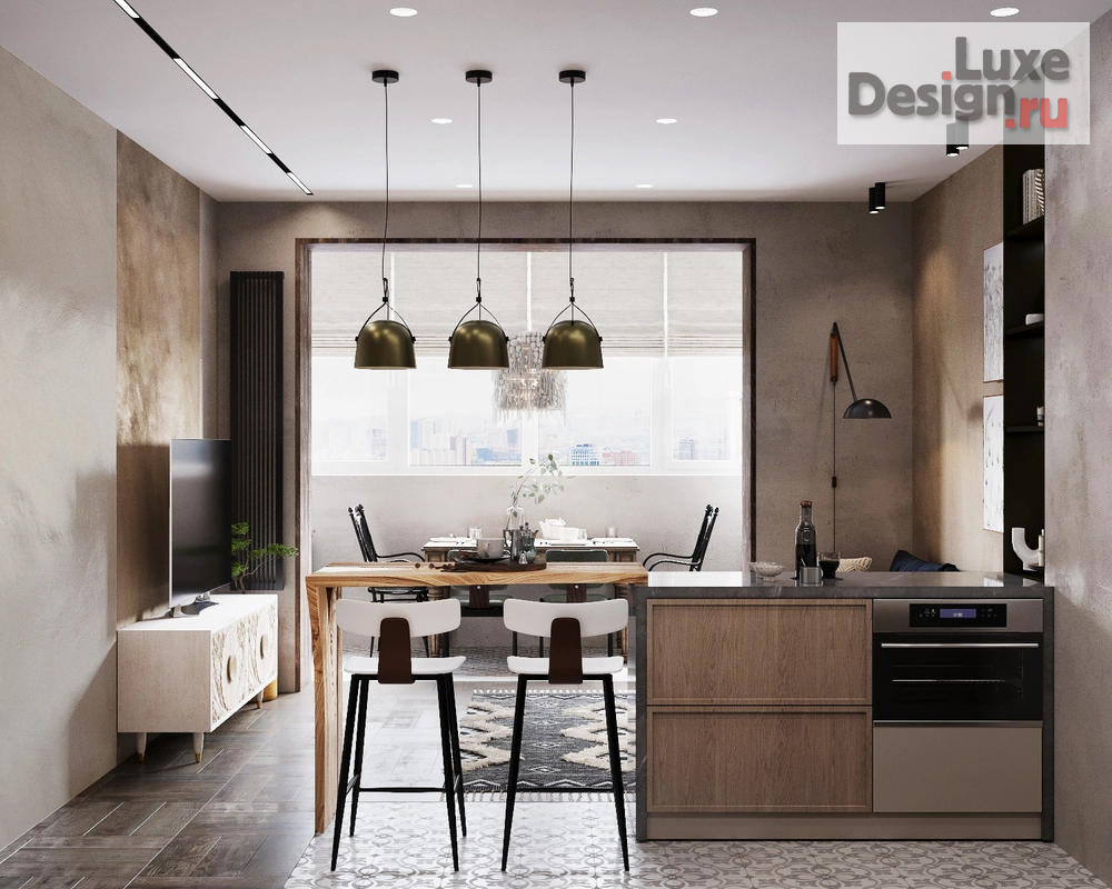 Дизайн интерьера трехкомнатной квартиры "Яркий LOFT" (фото 2)