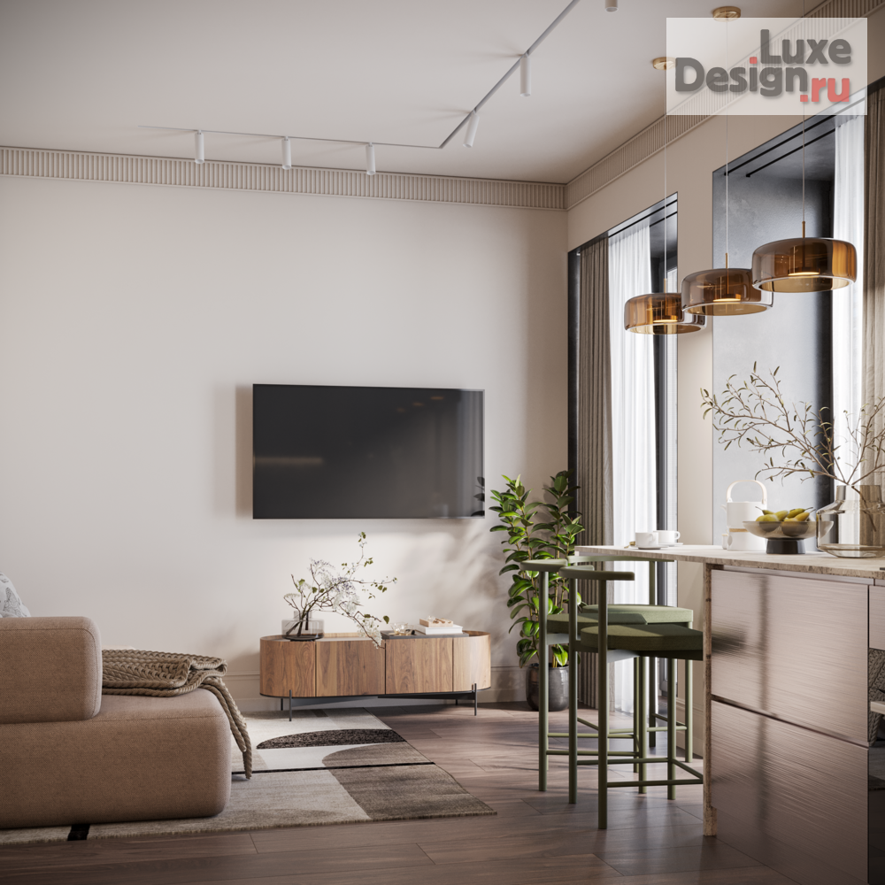 Дизайн интерьера двухкомнатной квартиры "ЖК Sky View" (фото 1)