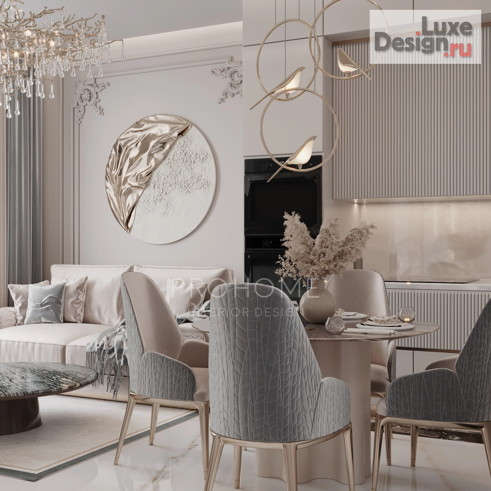 Дизайн интерьера двухкомнатной квартиры "Кухня-гостиная в ЖК Сердце столицы" (фото 2)