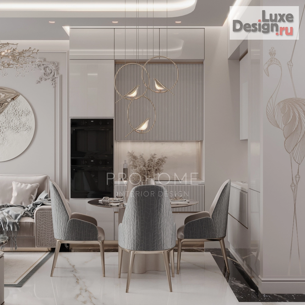 Дизайн интерьера двухкомнатной квартиры "Кухня-гостиная в ЖК Сердце столицы" (фото 3)