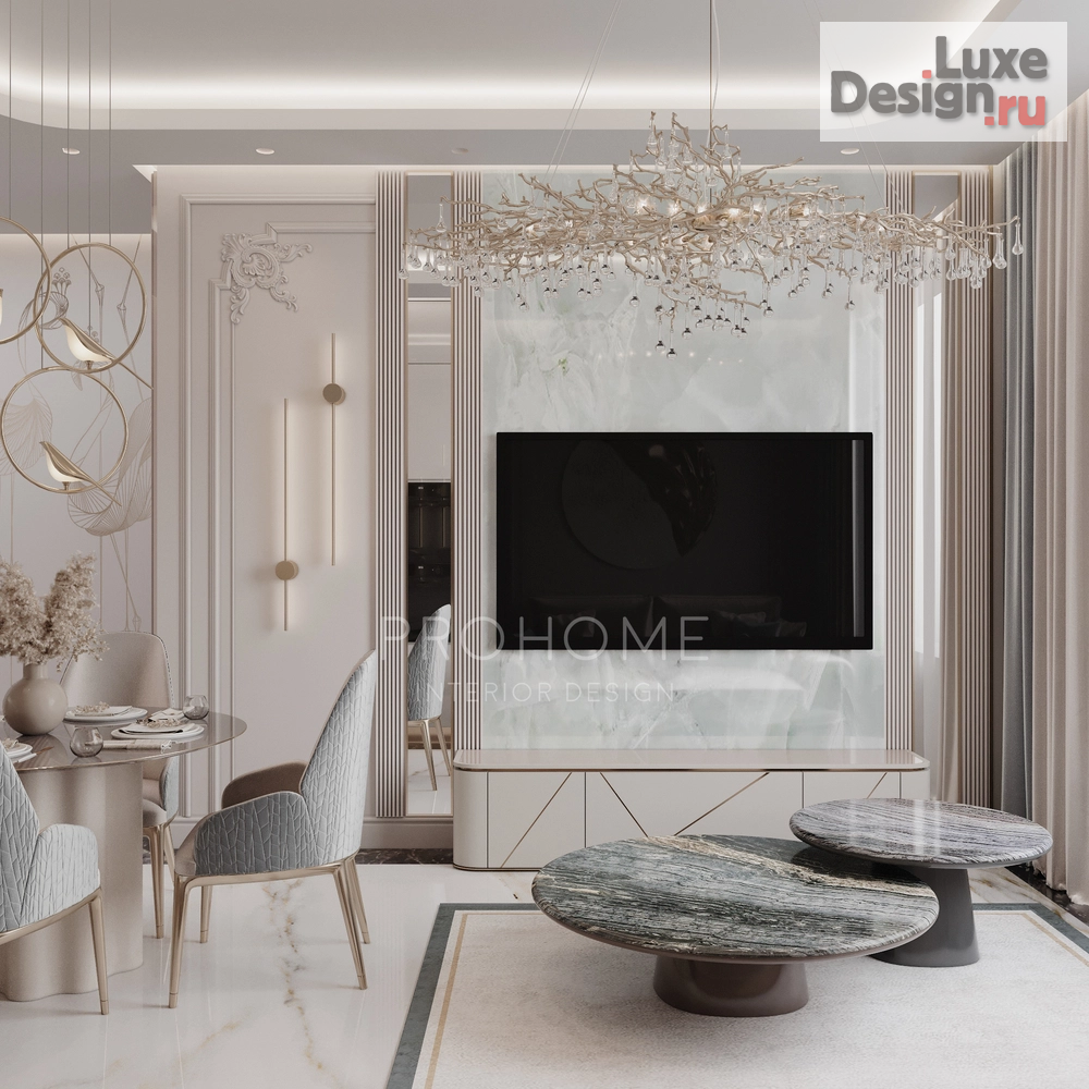 Дизайн интерьера двухкомнатной квартиры "Кухня-гостиная в ЖК Сердце столицы" (фото 4)