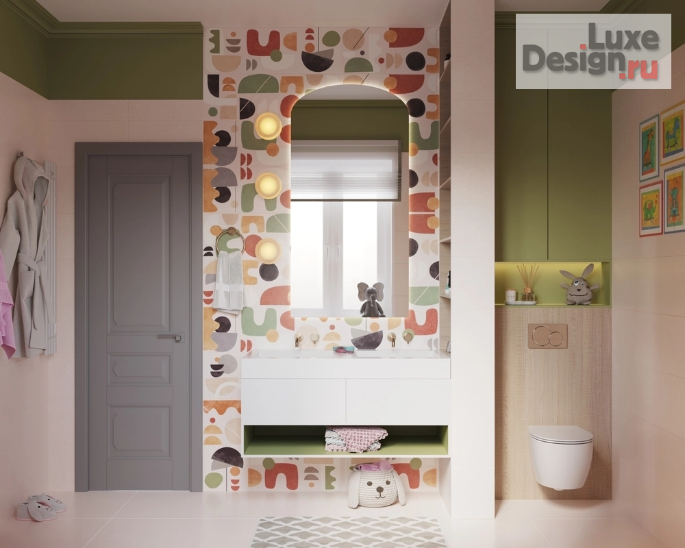 Дизайн интерьера загородного дома "Ванная комната для девочек" (фото 6)