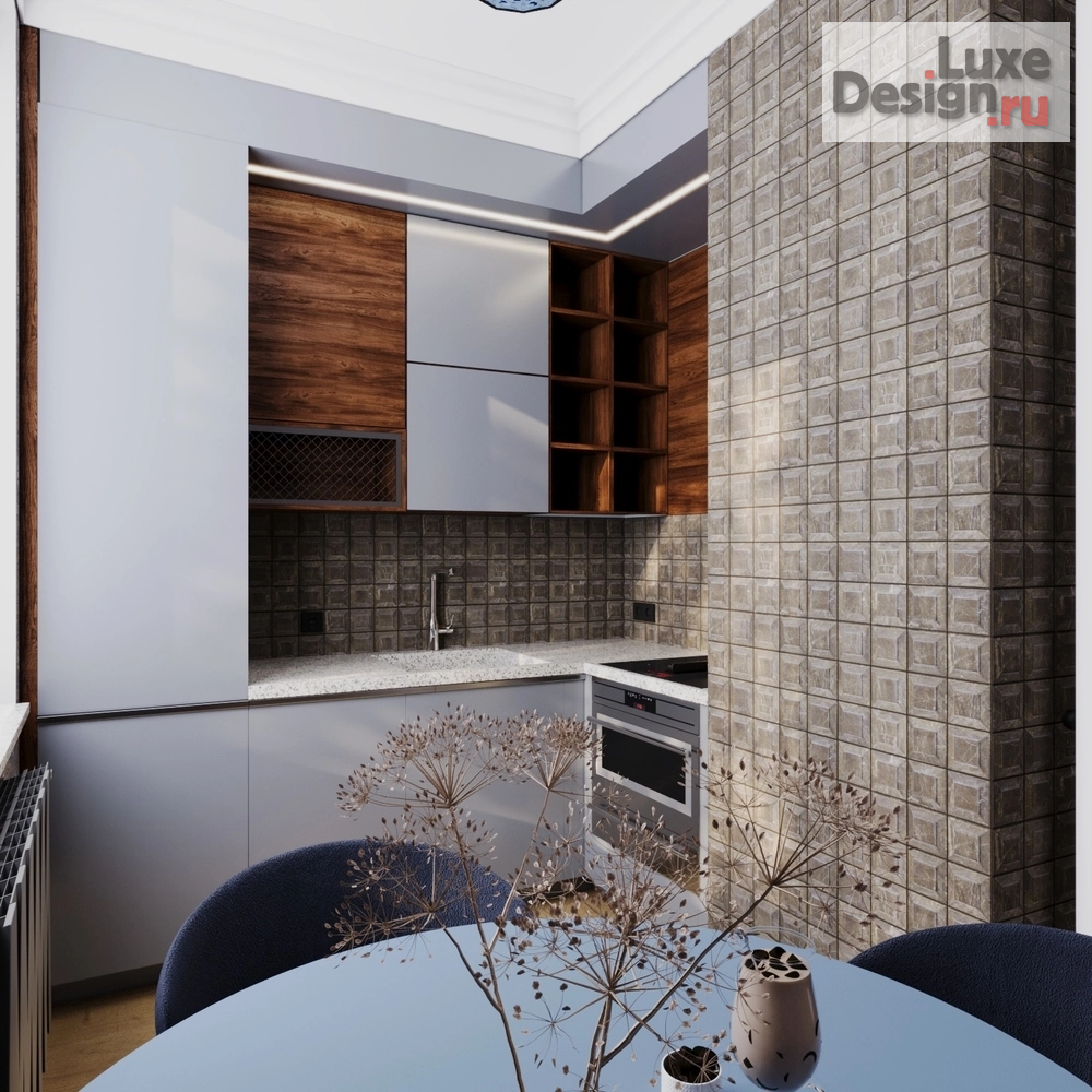 Дизайн интерьера однокомнатной квартиры "Blue mood" (фото 2)