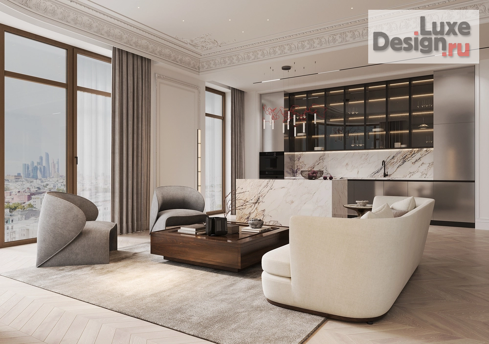 Дизайн интерьера квартиры "Дом с панорамным видом на Кремль, 250 м²" (фото 2)