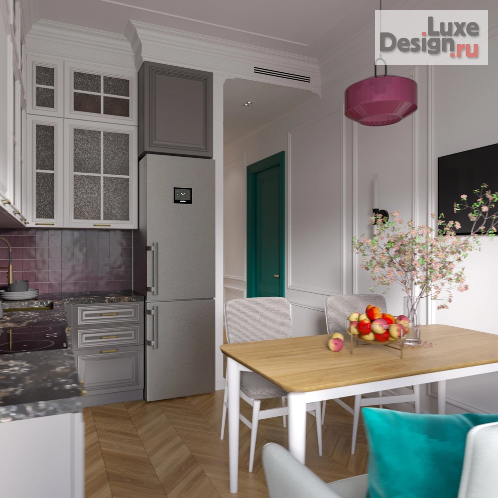 Дизайн интерьера трехкомнатной квартиры "Квартира с яркими акцентами (ЖК "Серебряный фонтан")" (фото 8)