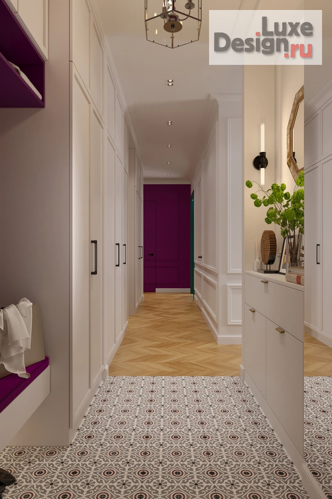 Дизайн интерьера трехкомнатной квартиры "Квартира с яркими акцентами (ЖК "Серебряный фонтан")" (фото 1)