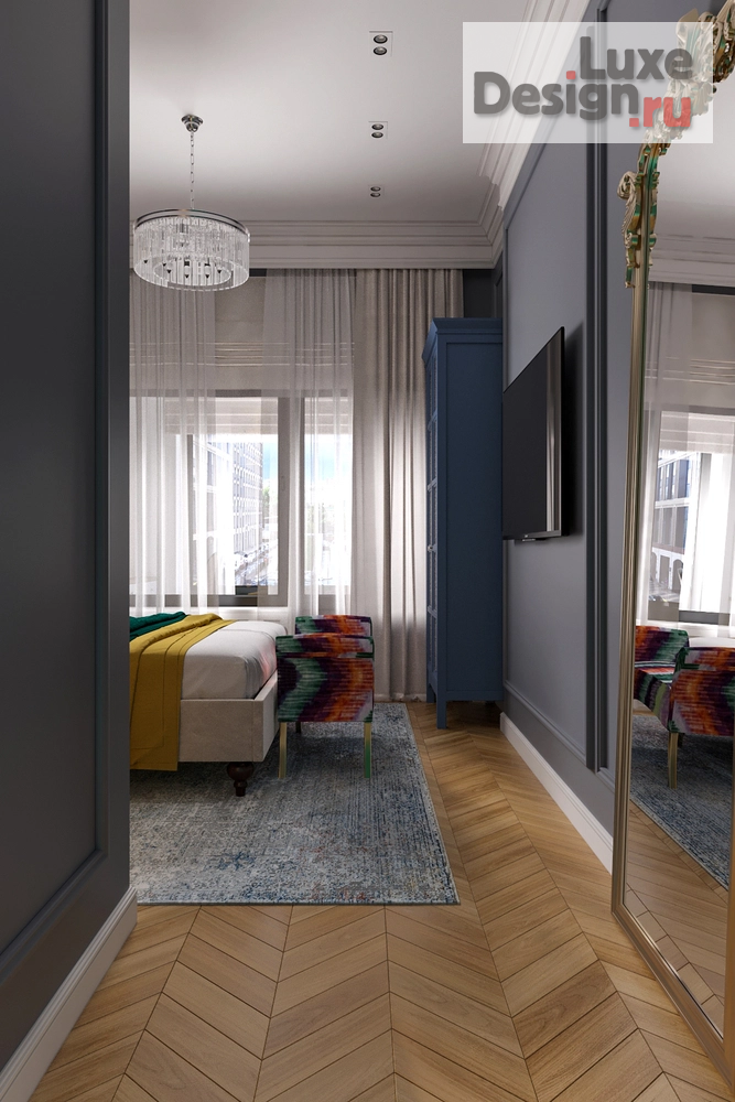 Дизайн интерьера трехкомнатной квартиры "Квартира с яркими акцентами (ЖК "Серебряный фонтан")" (фото 13)