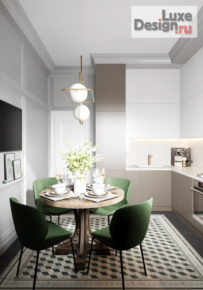 Дизайн интерьера трехкомнатной квартиры "Квартира для молодой пары в стиле современная классика (неоклассика)" (фото 2)