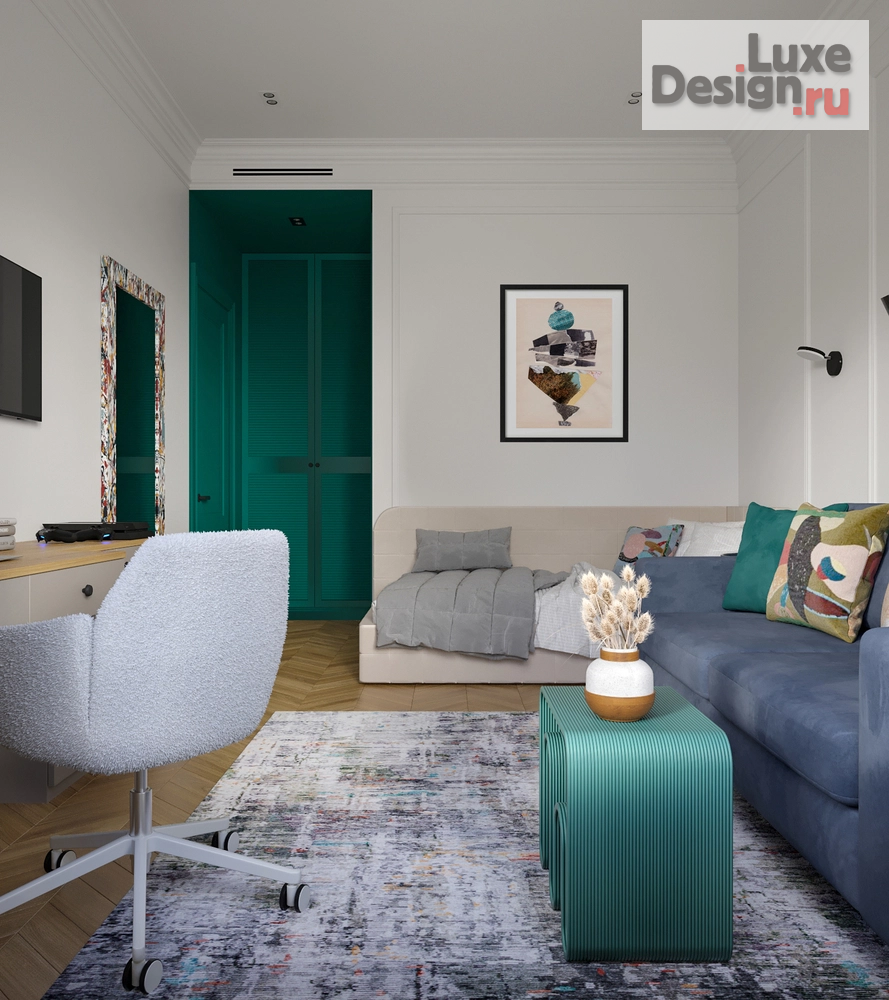 Дизайн интерьера трехкомнатной квартиры "Квартира с яркими акцентами (ЖК "Серебряный фонтан")" (фото 37)