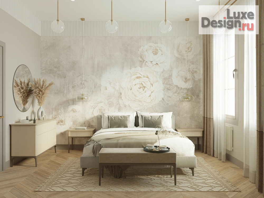 Дизайн интерьера спальни "Легкий образ пространства в теплых древесных оттенках" (фото 1)