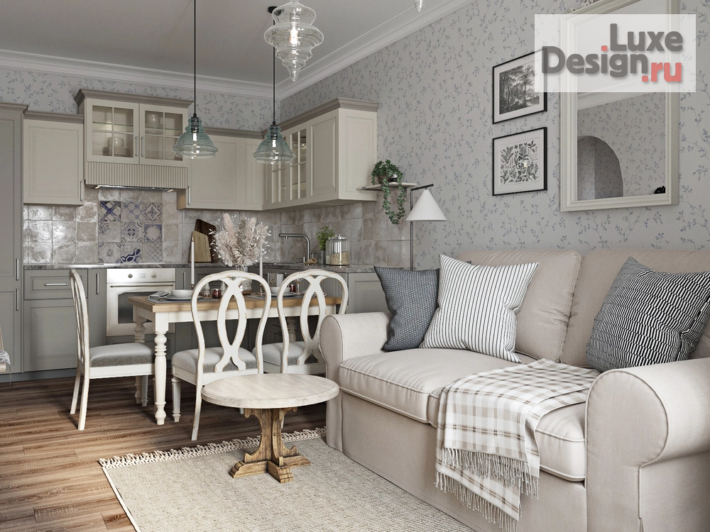 Дизайн интерьера двухкомнатной квартиры "Интерьер в теплых тонах Прованса" (фото 1)