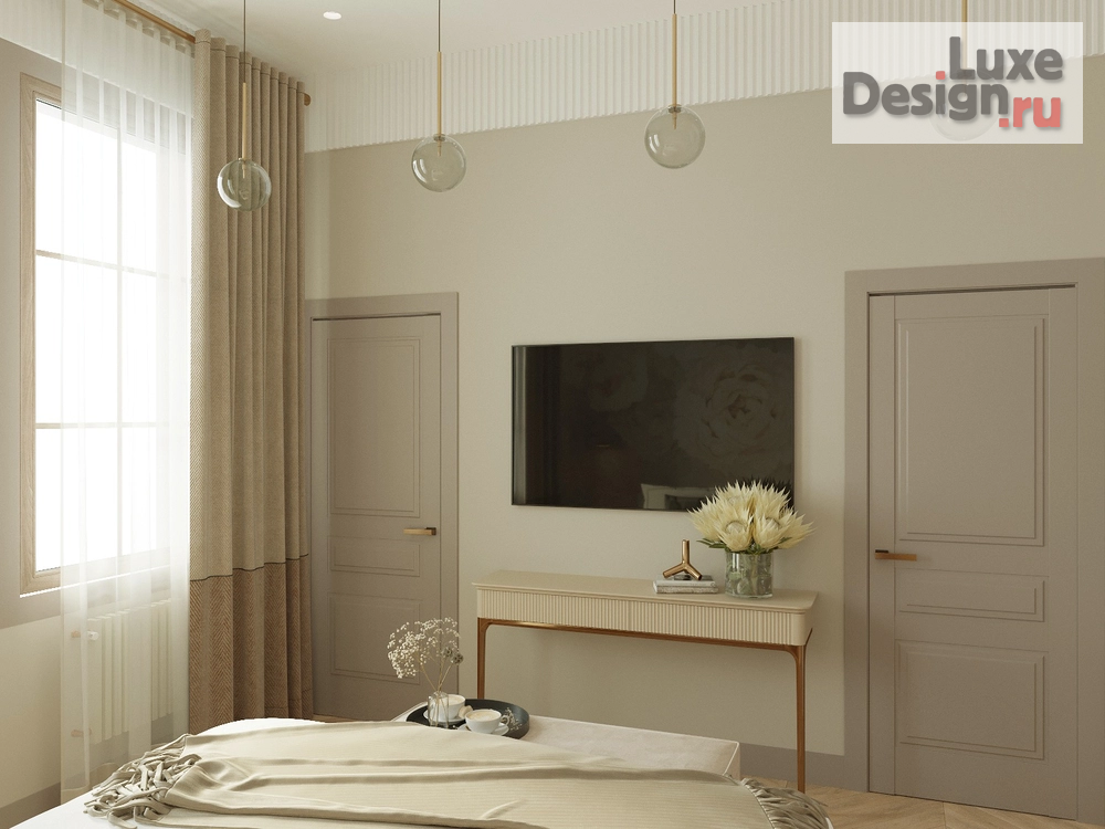 Дизайн интерьера спальни "Легкий образ пространства в теплых древесных оттенках" (фото 3)