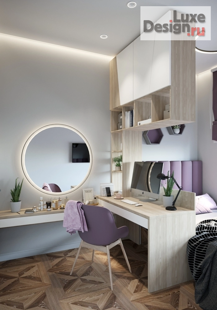 Дизайн интерьера трехкомнатной квартиры "Комната для девочки-подростка." (фото 6)