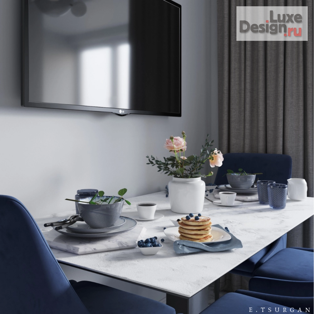 Дизайн интерьера четырехкомнатной квартиры "Квартира 108м2 в стиле современная классика." (фото 1) от дизайнера Цурган Екатерина Дизайн интерьера четырехкомнатной квартиры "Квартира 108м2 в стиле современная классика." (фото 1)