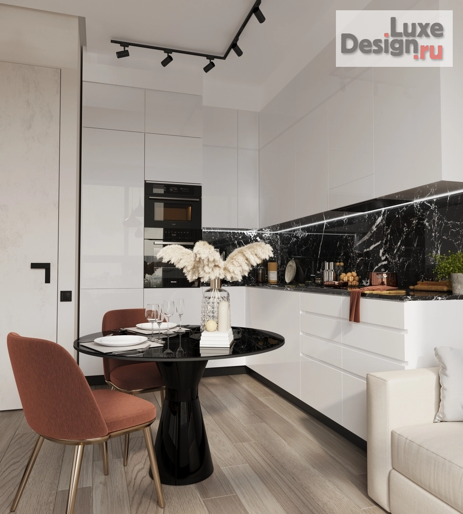Дизайн интерьера двухкомнатной квартиры "ЖК ЗИЛАРТ. Квартира 42м2. КУХНЯ-ГОСТИНАЯ" (фото 5)