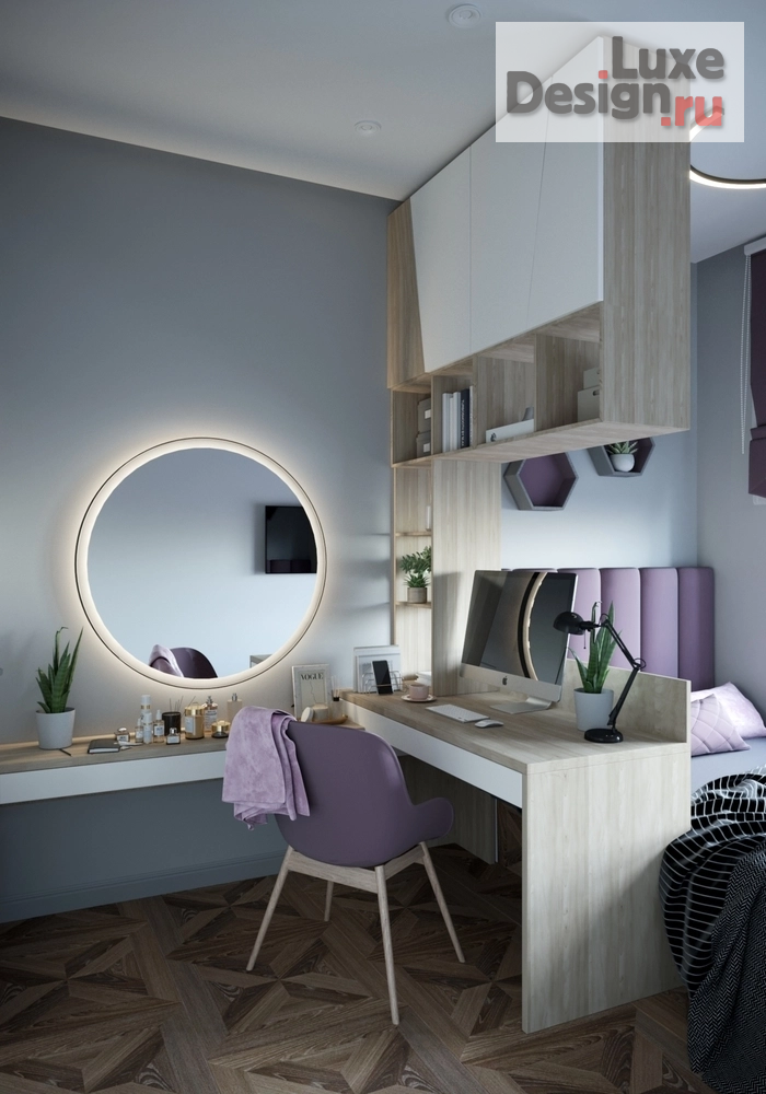 Дизайн интерьера трехкомнатной квартиры "Комната для девочки-подростка." (фото 2)