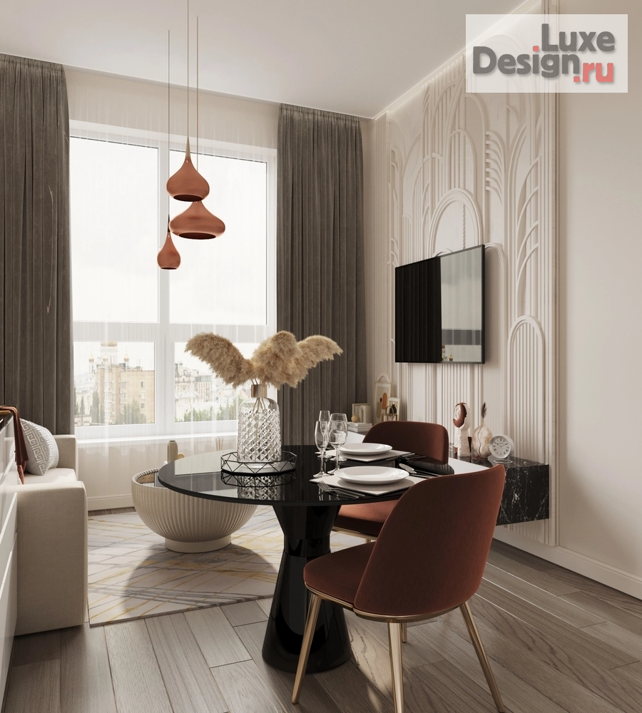 Дизайн интерьера двухкомнатной квартиры "ЖК ЗИЛАРТ. Квартира 42м2. КУХНЯ-ГОСТИНАЯ" (фото 9)