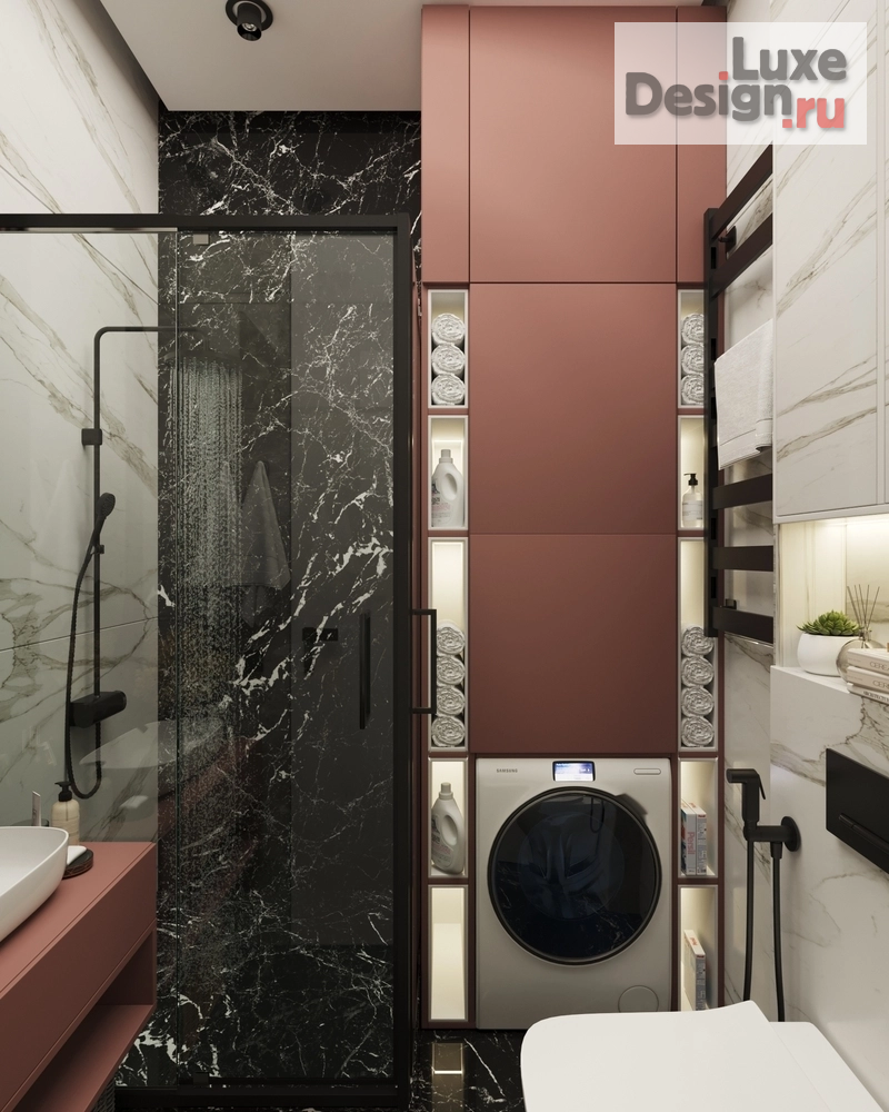 Дизайн интерьера двухкомнатной квартиры "ЖК ЗИЛАРТ. КВАРТИРА 42м2. САНУЗЕЛ" (фото 1)