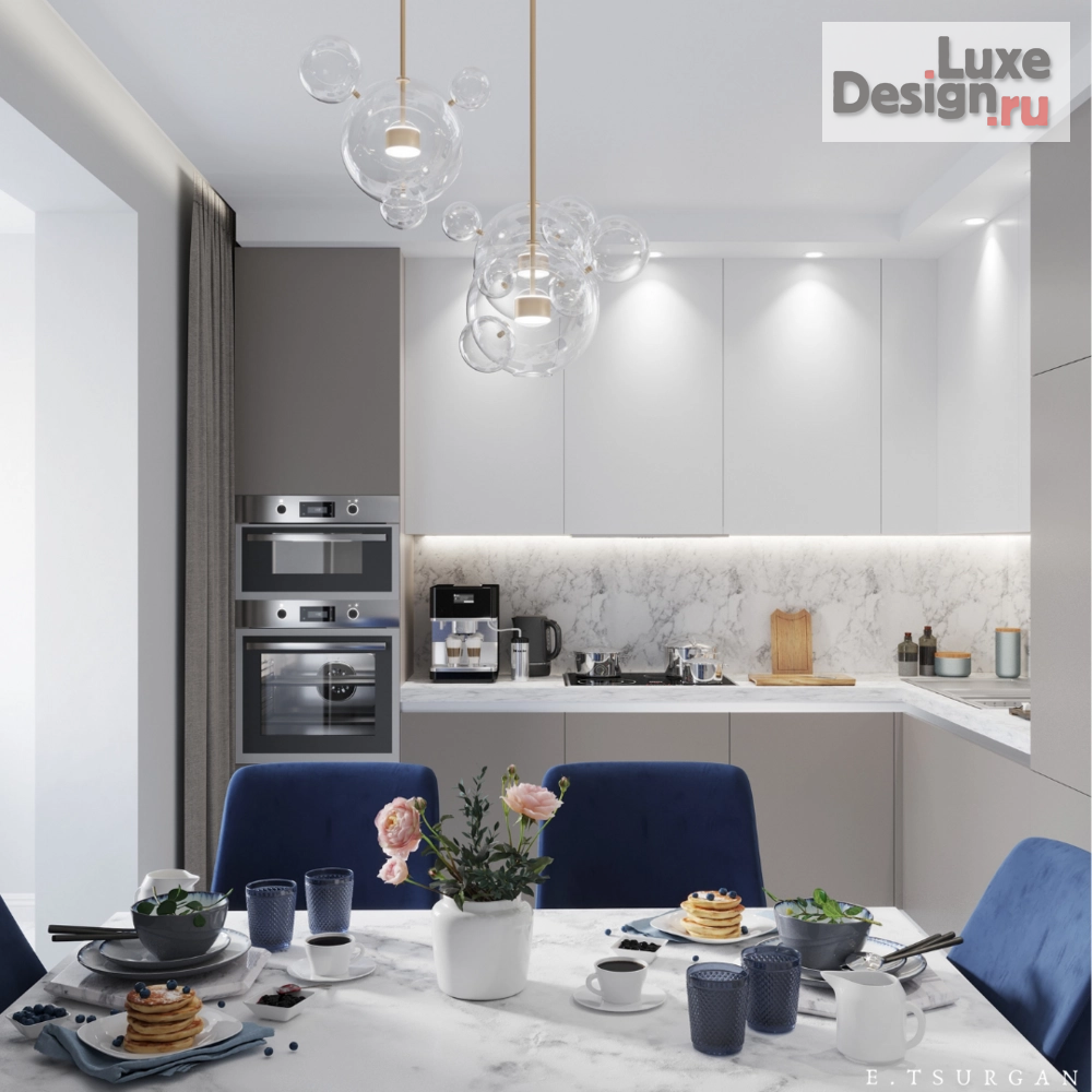 Дизайн интерьера четырехкомнатной квартиры "Квартира 108м2 в стиле современная классика." (фото 2) от дизайнера Цурган Екатерина Дизайн интерьера четырехкомнатной квартиры "Квартира 108м2 в стиле современная классика." (фото 2)