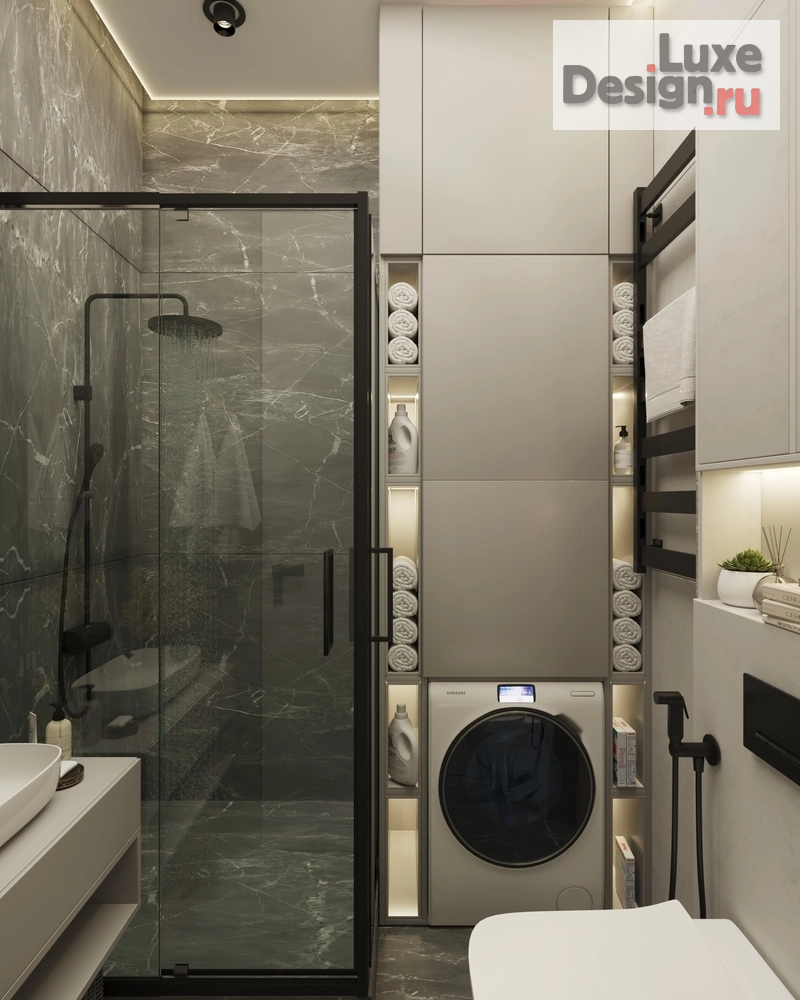 Дизайн интерьера двухкомнатной квартиры "ЖК ЗИЛАРТ. КВАРТИРА 42м2. САНУЗЕЛ" (фото 2)