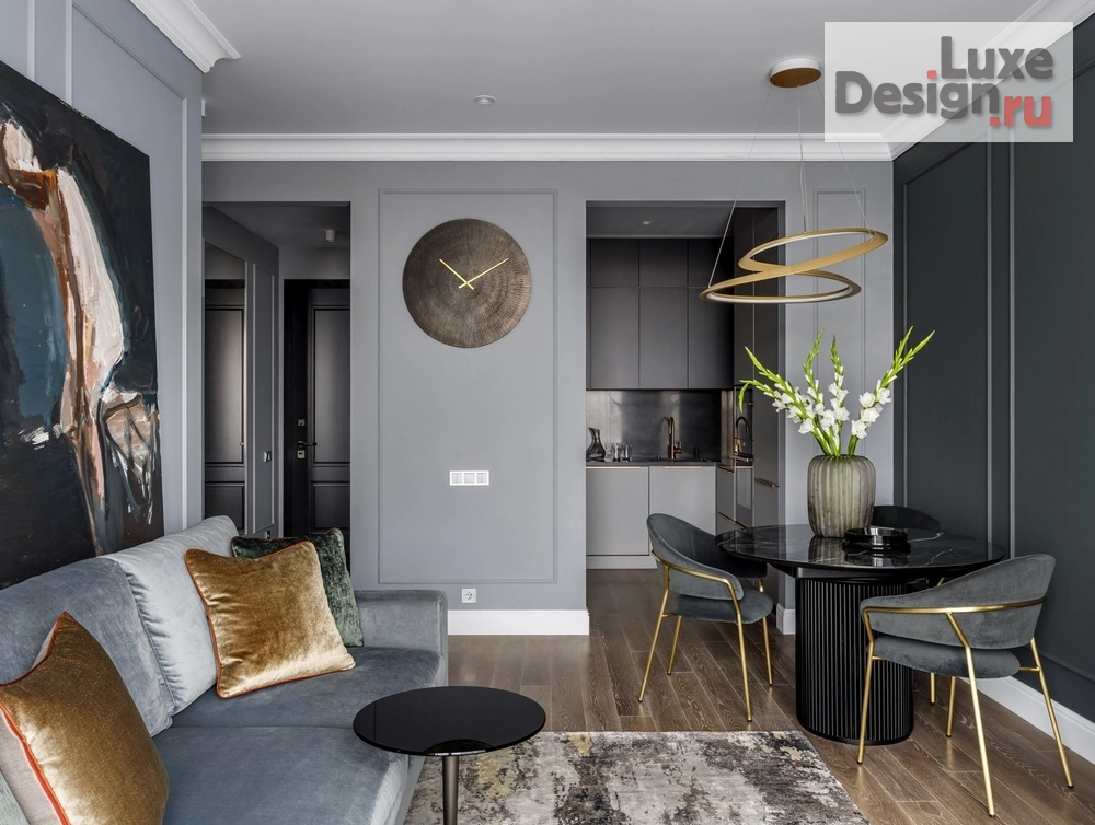 Дизайн интерьера трехкомнатной квартиры "Магический уютный интерьер с темными стенами" (фото 2)