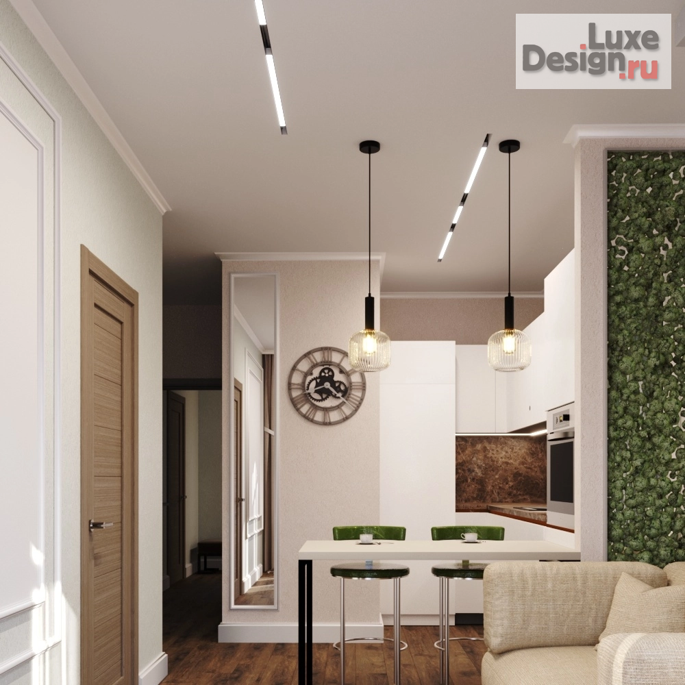 Дизайн интерьера однокомнатной квартиры "Отдых от офиса" (фото 1)