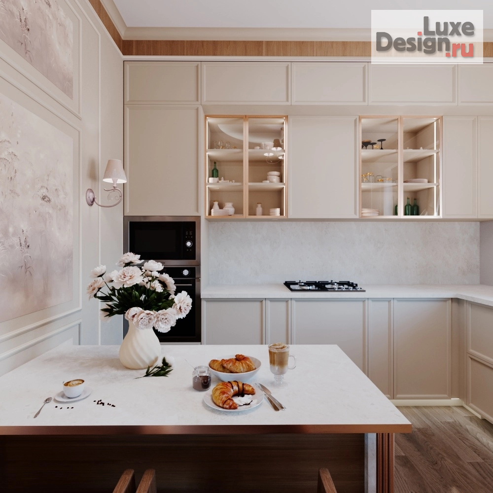 Дизайн интерьера кухни "дизайн кухни. в светлых тонах. таунхаус " (фото 2)