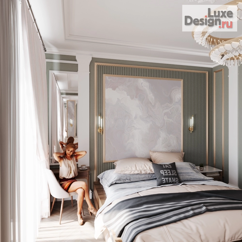 Дизайн интерьера спальни "Дизайн-проект интерьера спальни, который сочетает в себе элегантность и современный стиль. " (фото 5)