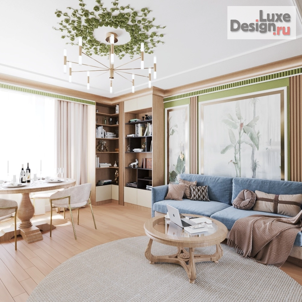 Дизайн интерьера двухкомнатной квартиры "Интерьер этой гостиной словно воплощение утонченной гармонии и спокойствия. " (фото 7)