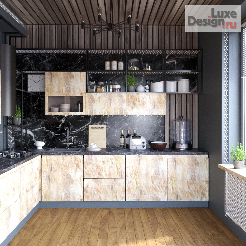 Дизайн интерьера кухни "Кухня с элементами ЛОФТА" (фото 1)