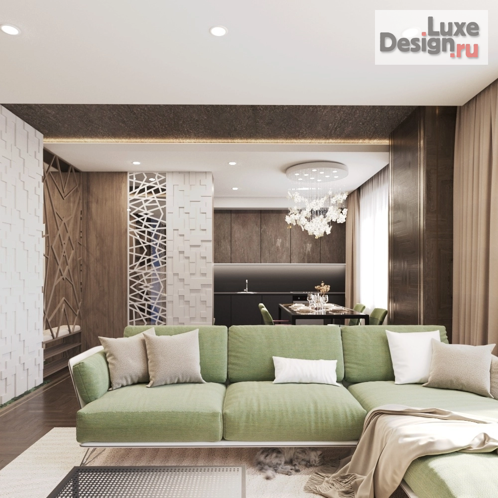 Дизайн интерьера двухкомнатной квартиры "Интерьер выполнен в современном стиле с элементами минимализма и эклектики. " (фото 1)