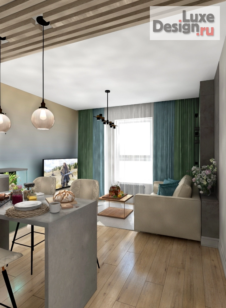 Дизайн интерьера квартиры "3D квартиры 61 кв.м. жк Грин Парк" (фото 2)