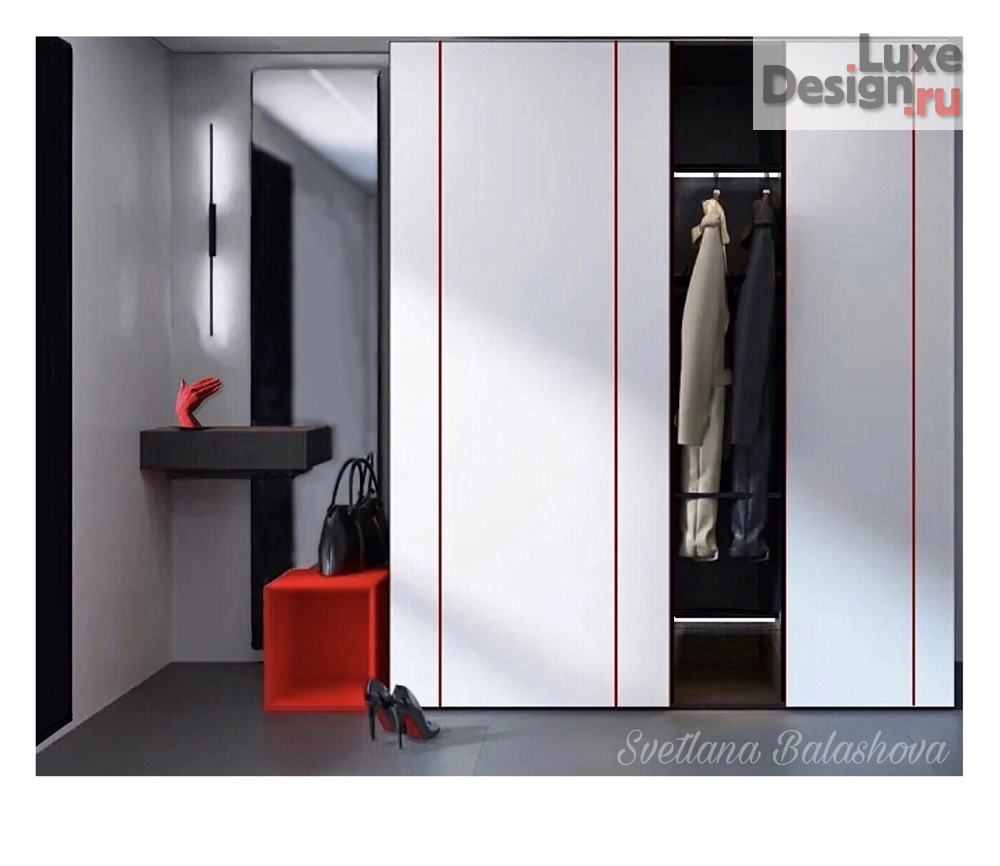 Дизайн интерьера двухкомнатной квартиры "Проект “Red Lines” , Москва" (фото 9) от дизайнера Балашова Светлана Дизайн интерьера двухкомнатной квартиры "Проект “Red Lines” , Москва" (фото 9)