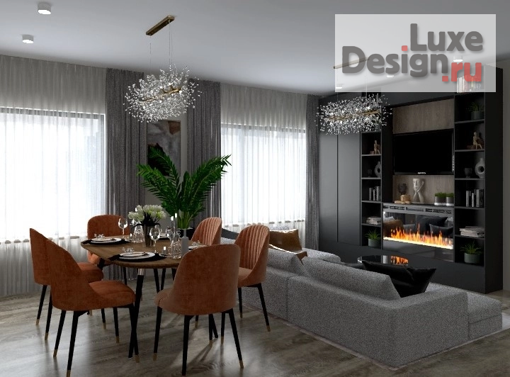 Дизайн интерьера трехкомнатной квартиры "Дизайнер интерьера, жилые и коммерческие,3д визуализация" (фото 1)