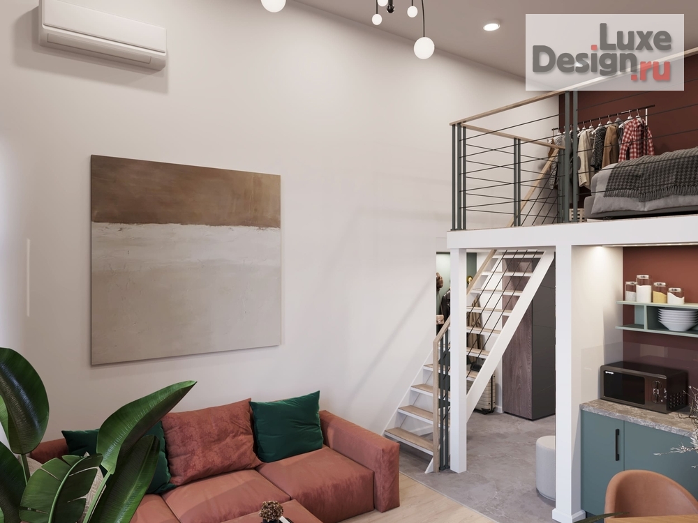 Дизайн интерьера апартаментов "La Rue — апартаменты 27 м², Москва" (фото 1) от дизайнера Студия 2912 Дизайн интерьера апартаментов "La Rue — апартаменты 27 м², Москва" (фото 1)
